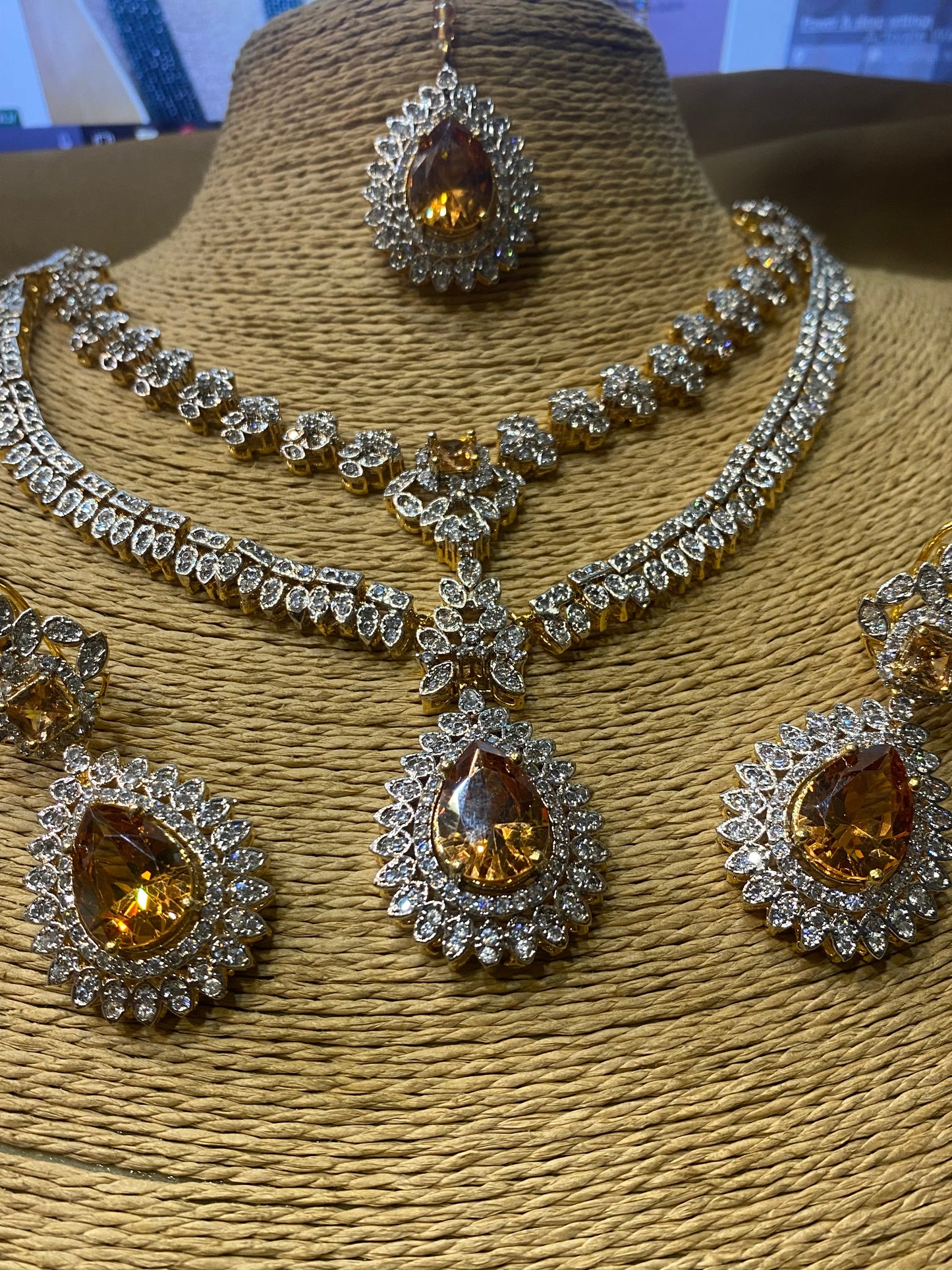Zircon 22KT double layer Necklace Set