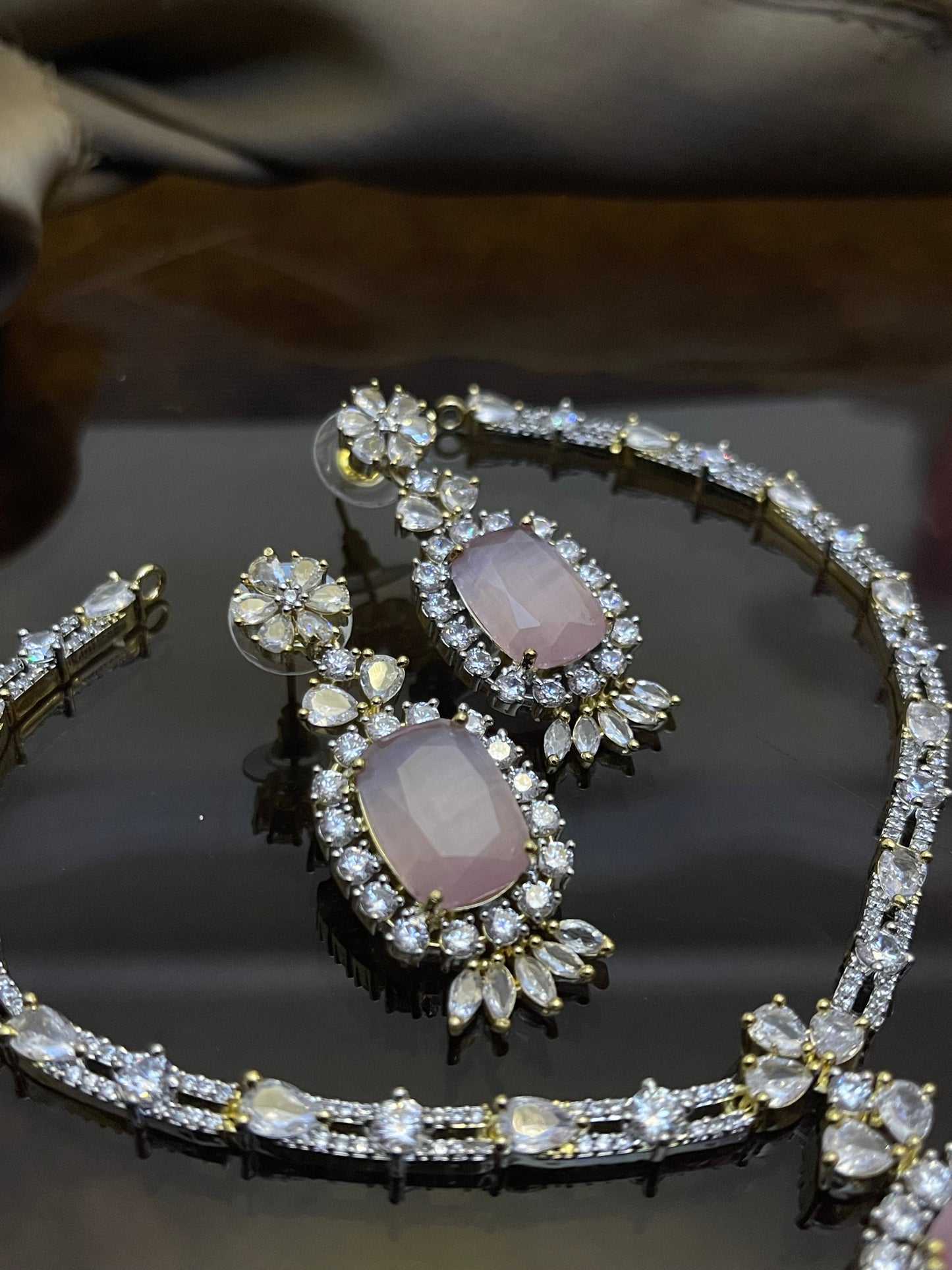 Zircon Stones Studded Necklace Set