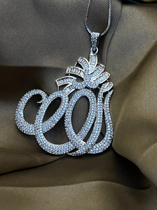 Allah Name Locket BIG Size Silver Polish