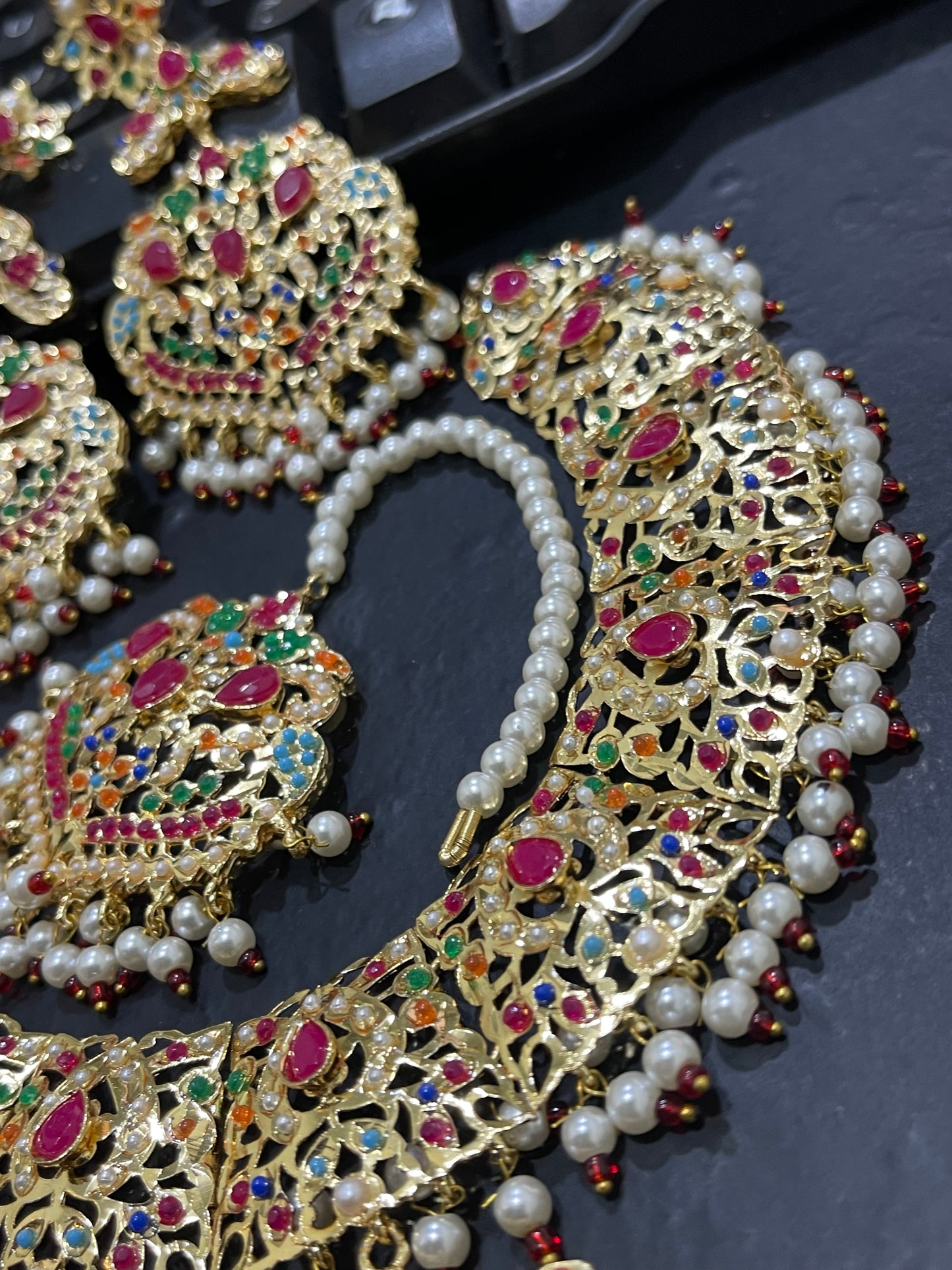 Gold Plated,Stylish Wear Designer Noratan Necklace Set