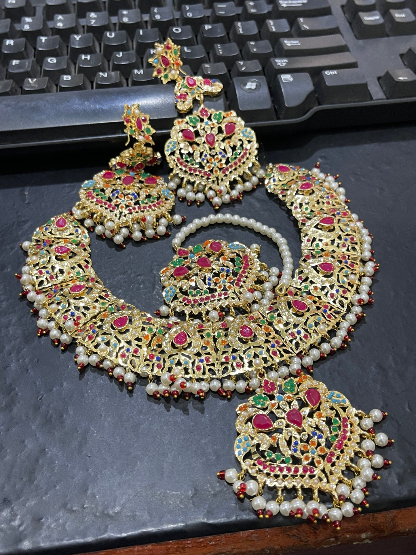 Gold Plated,Stylish Wear Designer Noratan Necklace Set