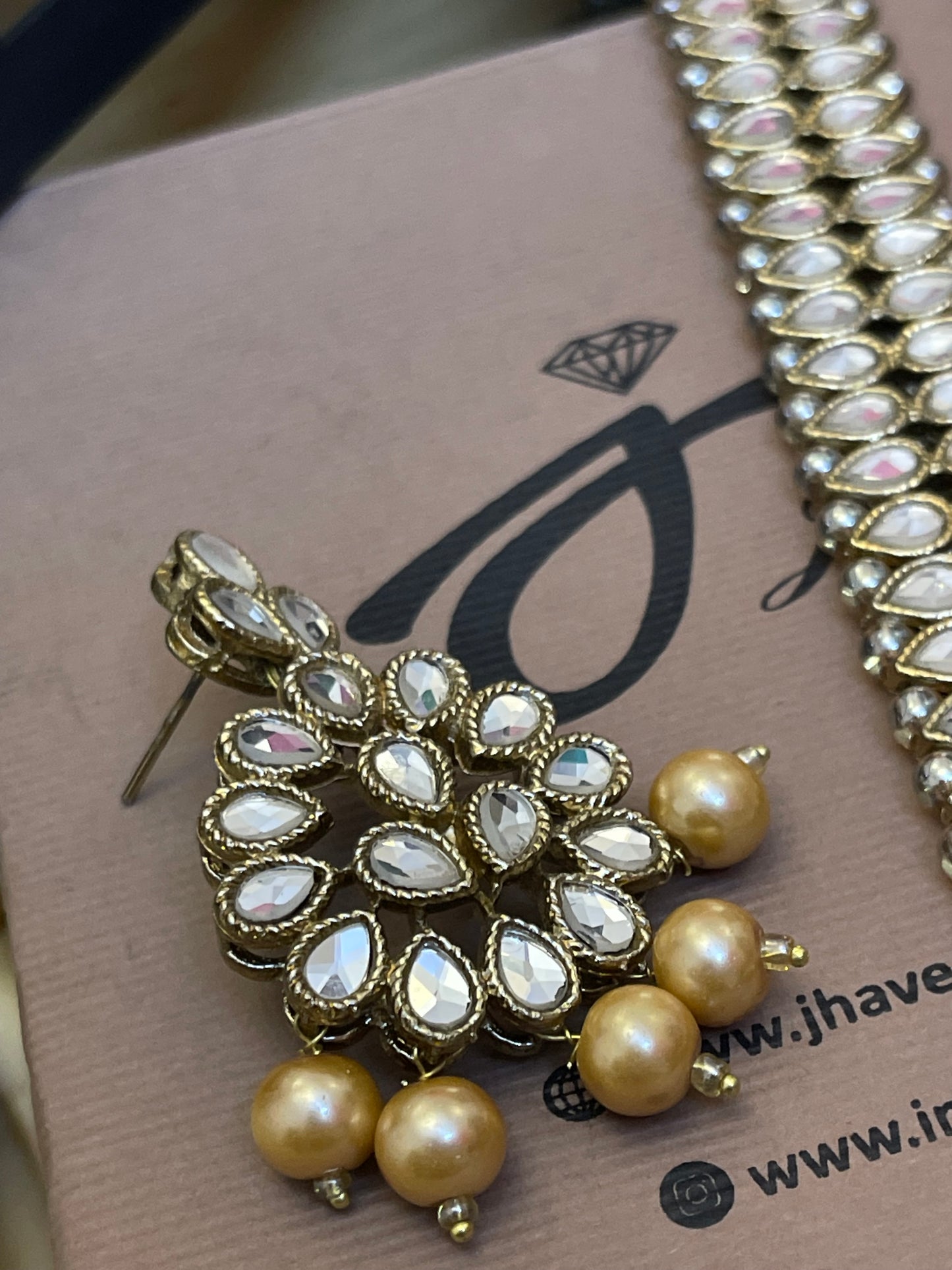 Kundan Long Mala and Earrings