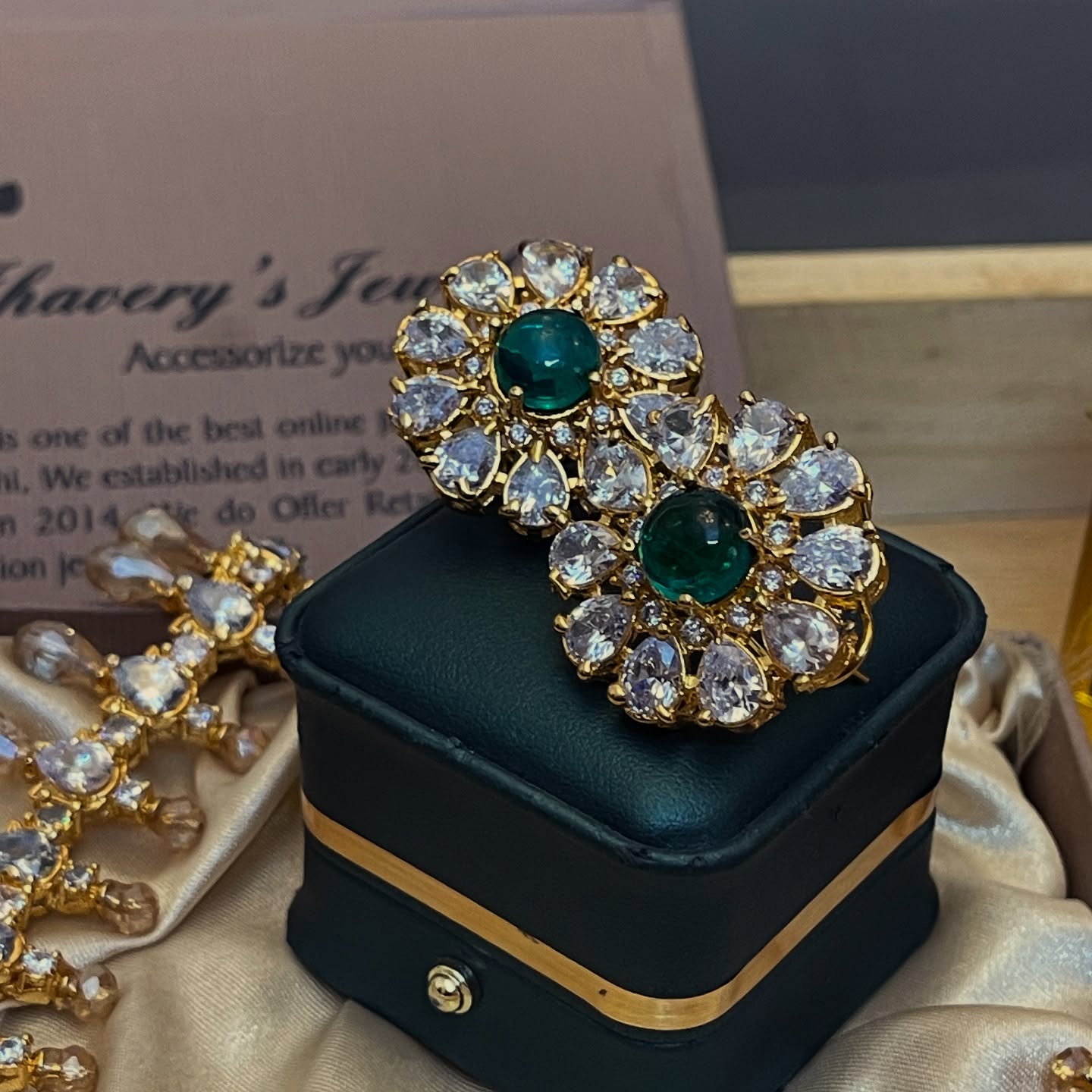 Nita Ambani Designer Wear Zircon Necklace Set