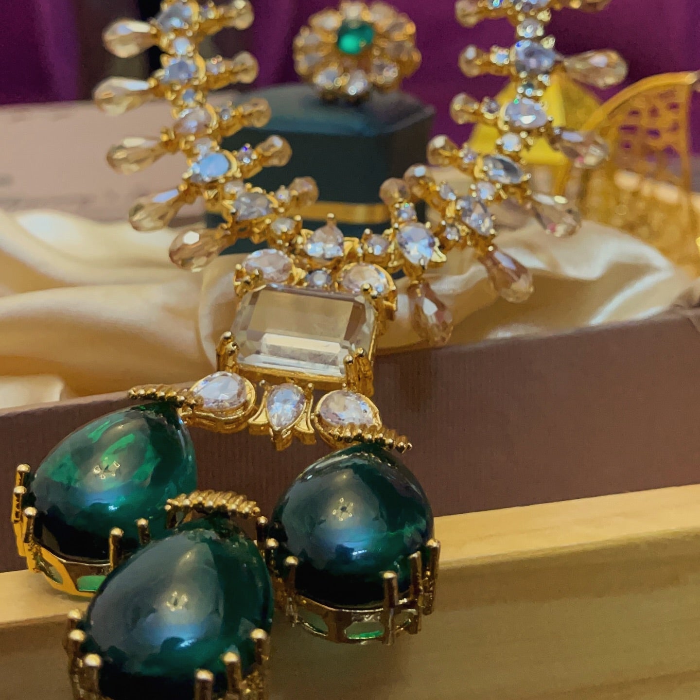Nita Ambani Designer Wear Zircon Necklace Set
