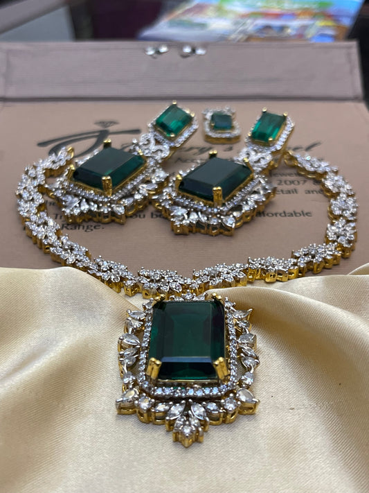 Zircon 22KT Gold Plated Bridal Set