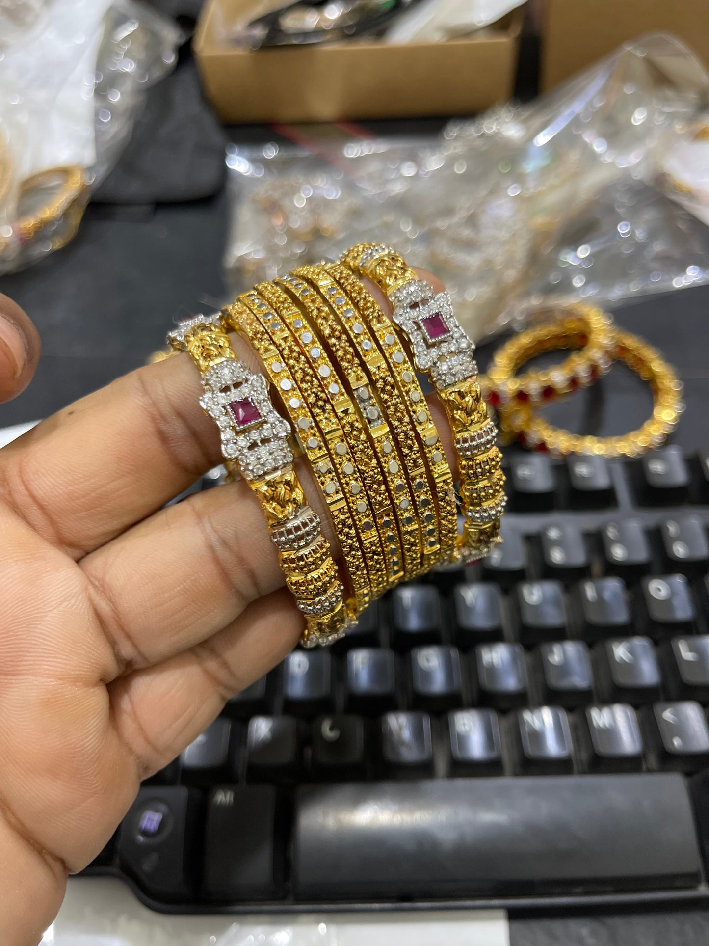 22KT Gold Plated Bangles Set (2.6 )