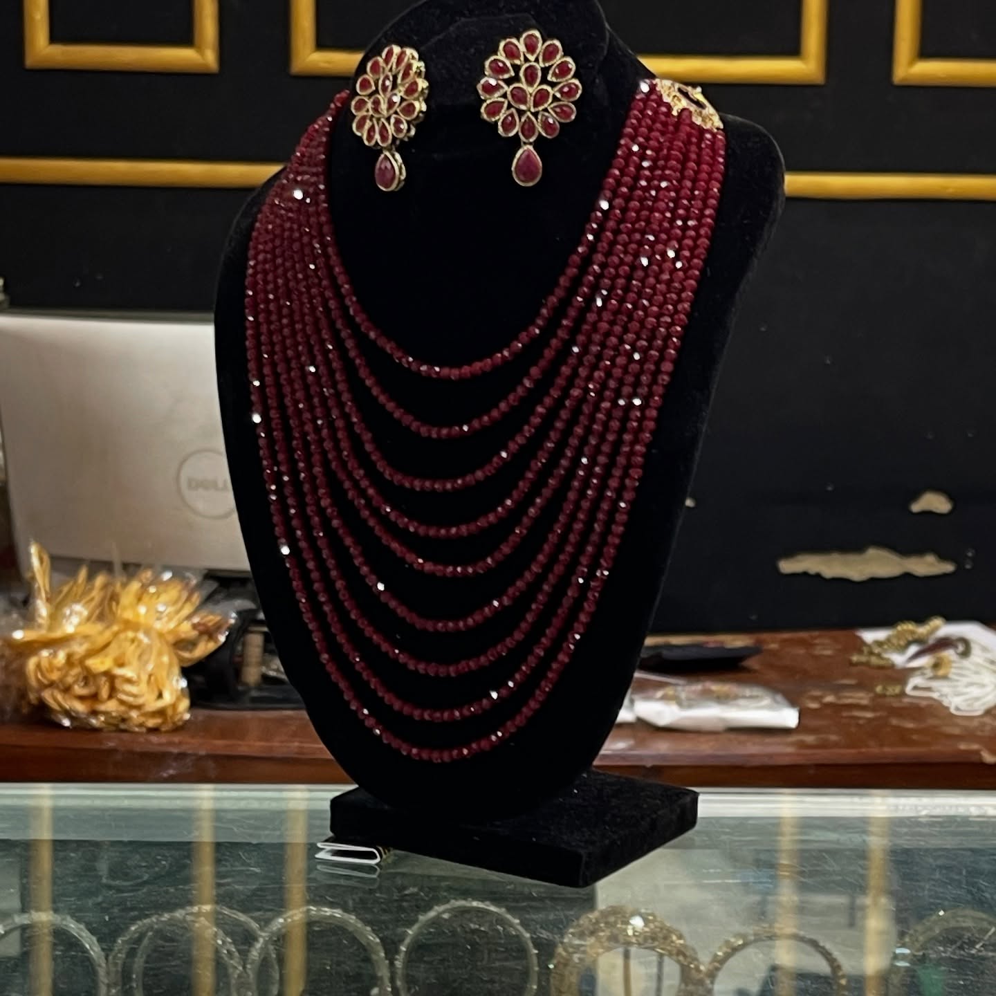 9 layers kundan Necklace and Tops