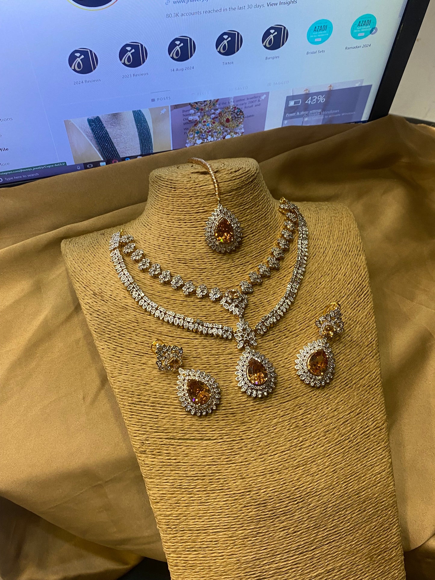 Zircon 22KT double layer Necklace Set