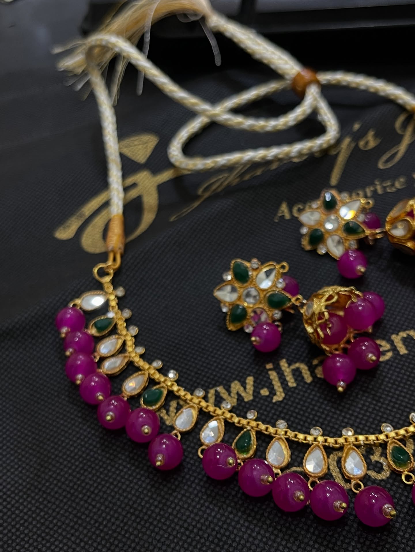 Kundan Palli Mehendi necklace set