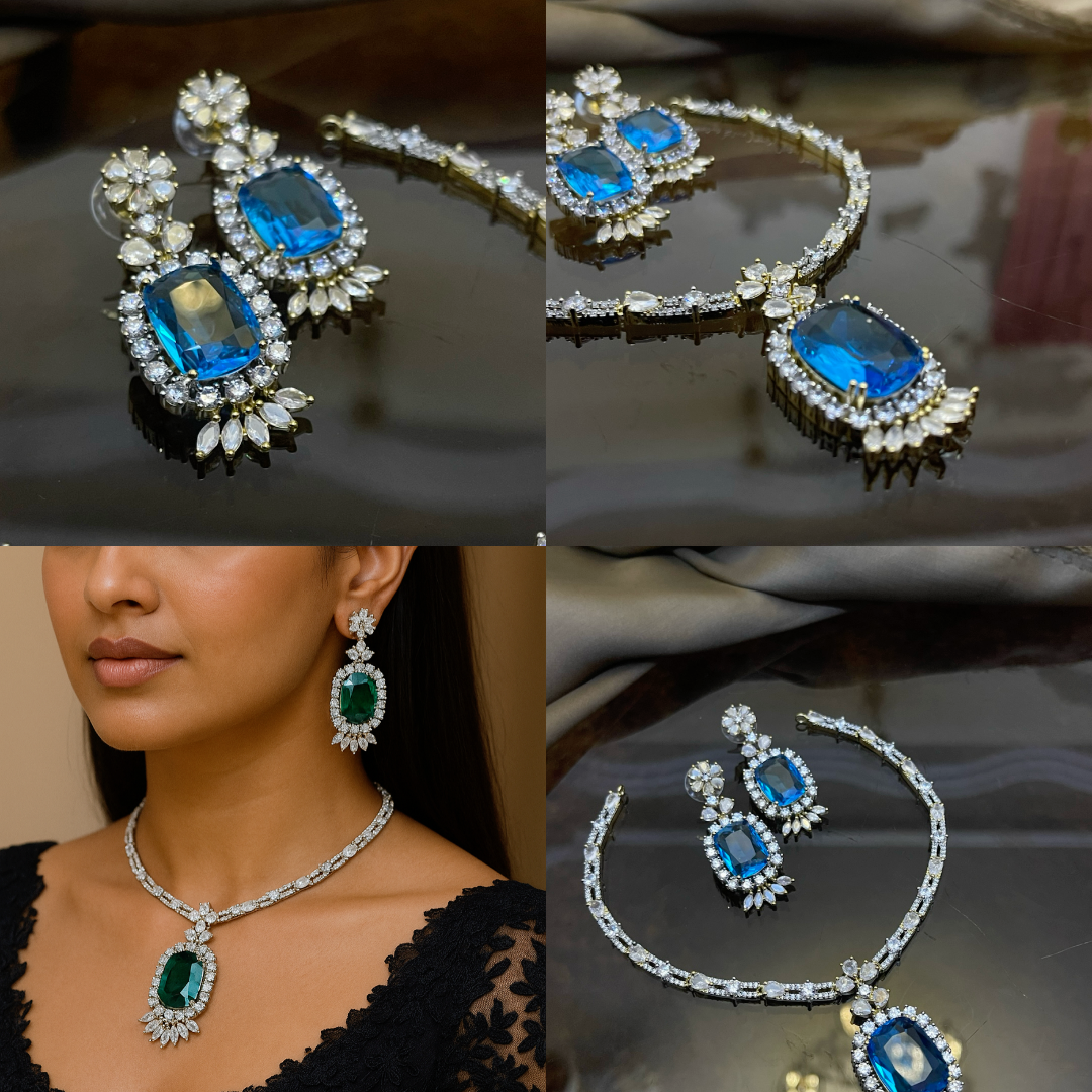 Zircon Stones Studded Necklace Set