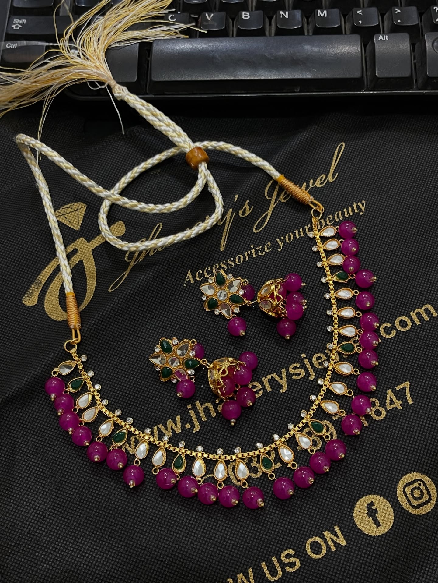 Kundan Palli Mehendi necklace set
