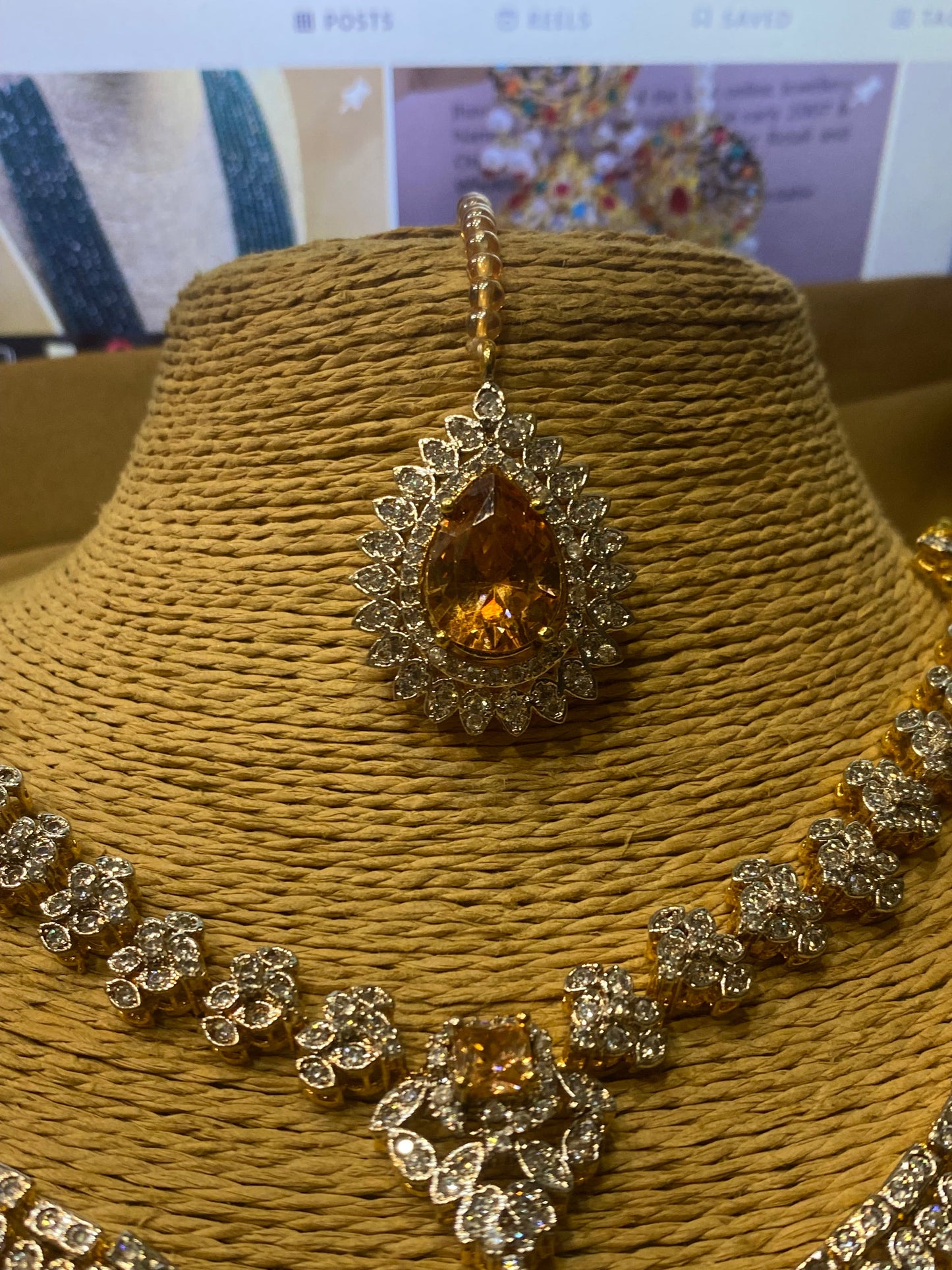 Zircon 22KT double layer Necklace Set