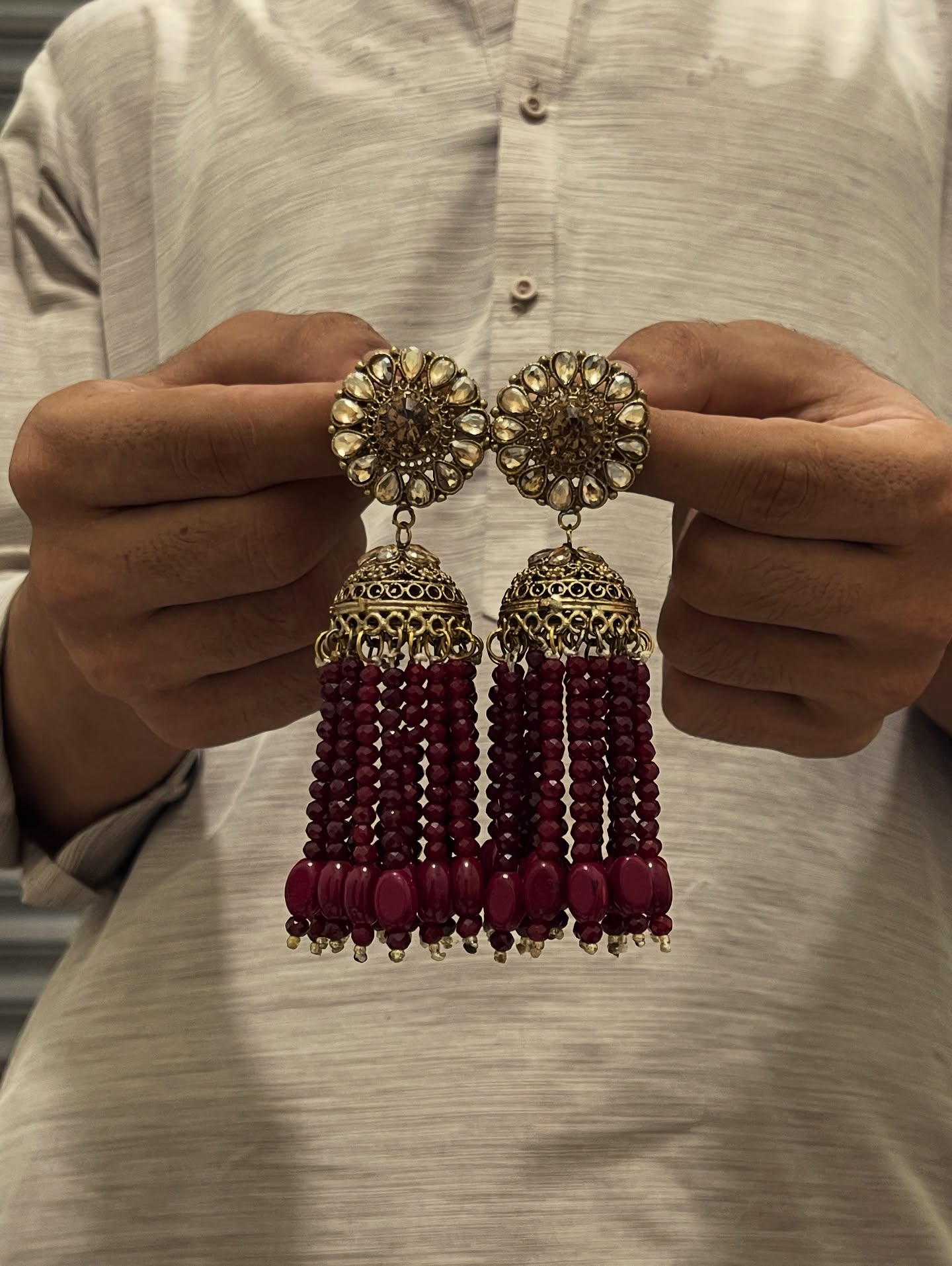 Big Stylish wear jhumka & sahara