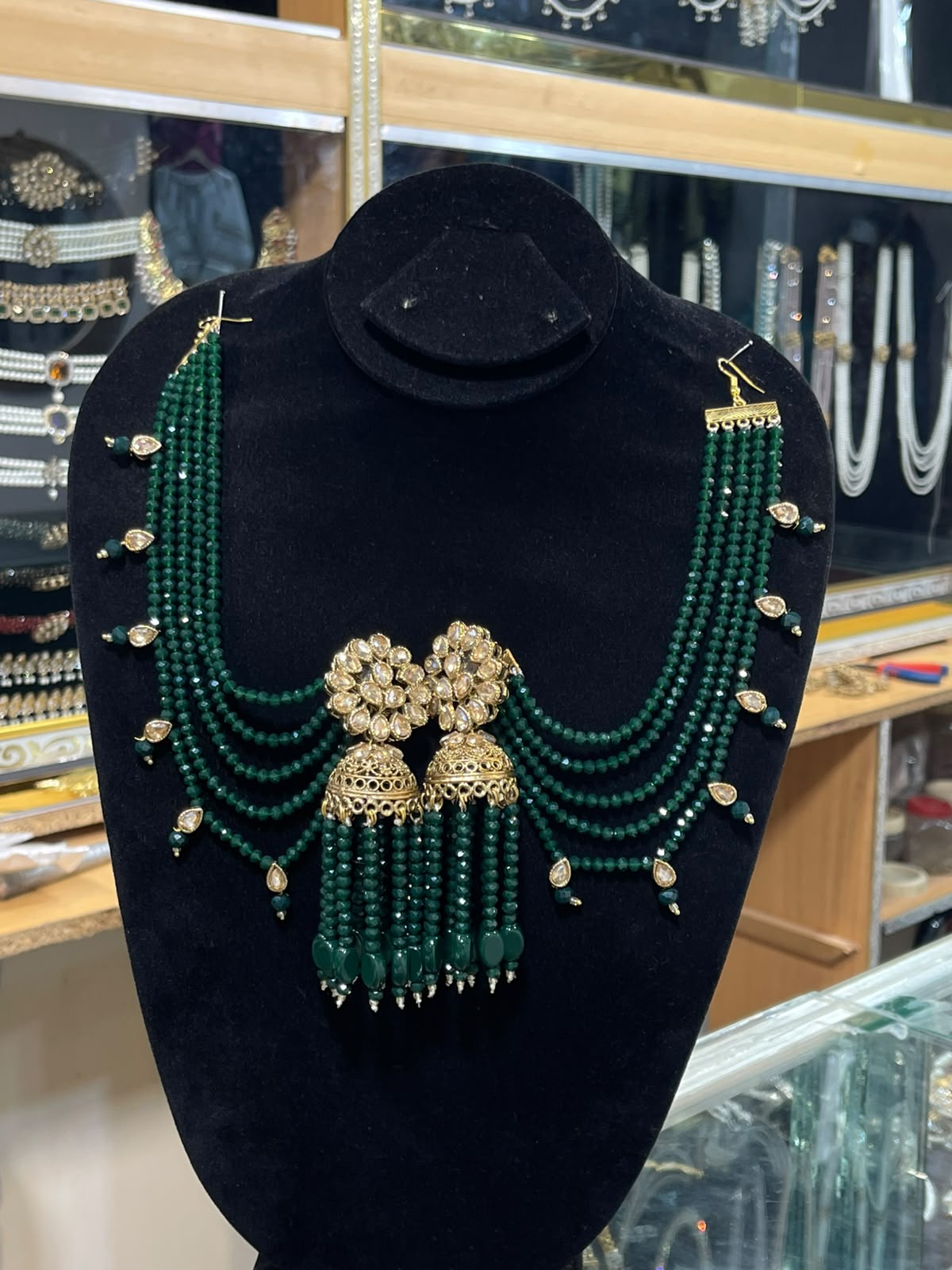 Jhumka Earrings Green With Saharas