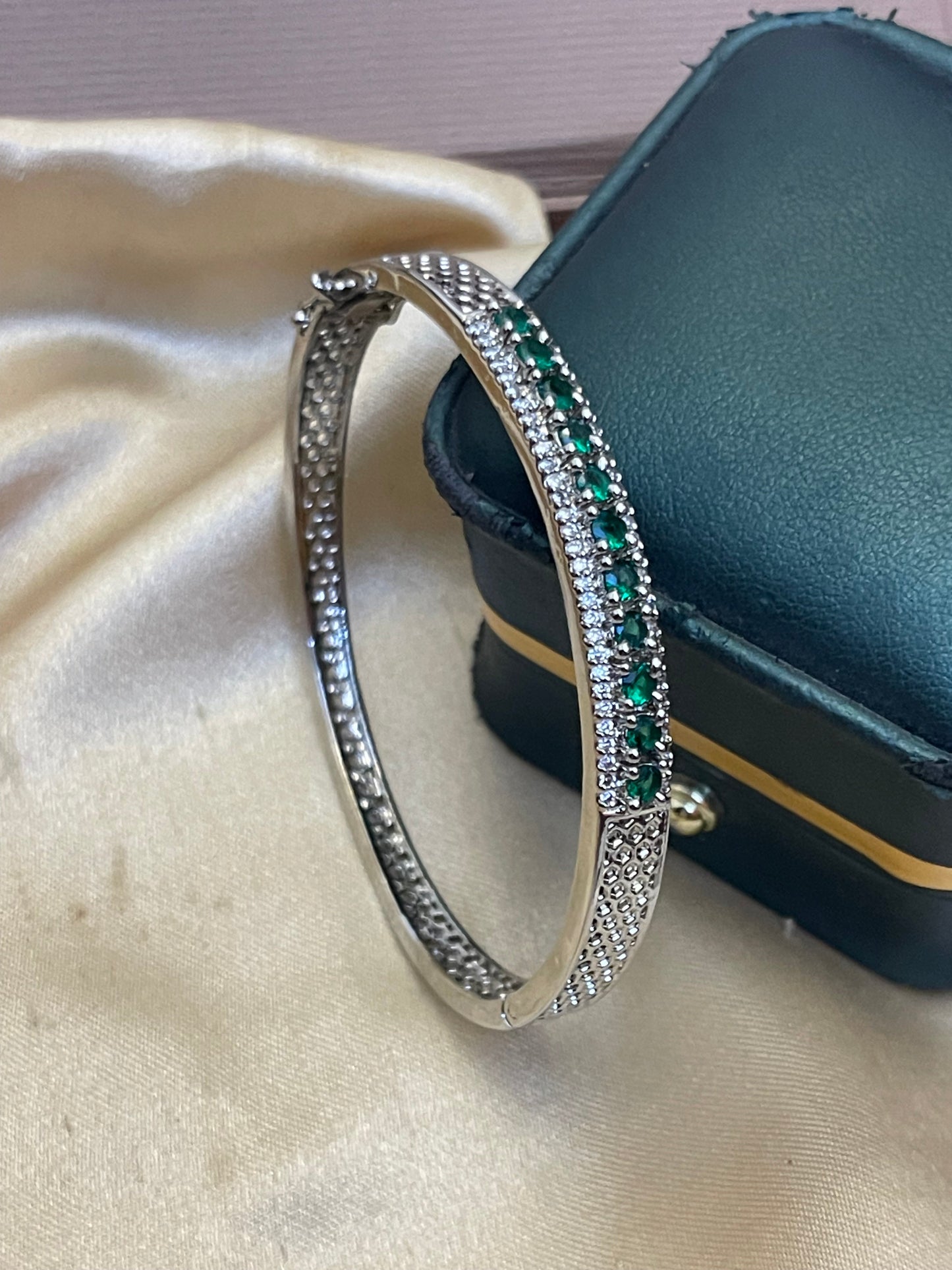 Silver Zircon Stones Studded Bracelete