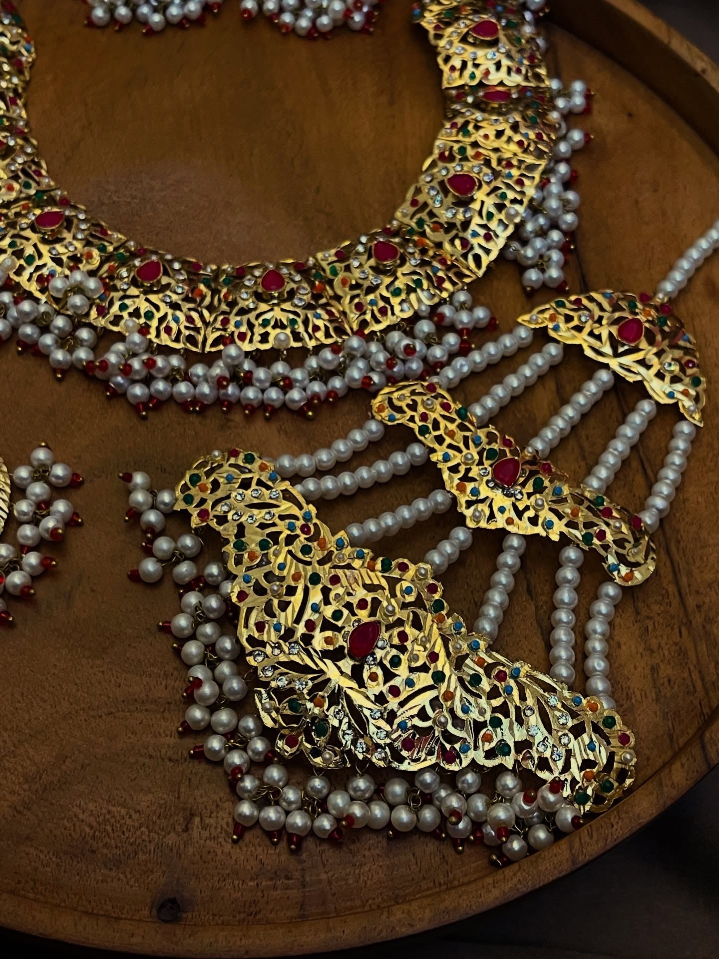 Hyderabadi Designer Wear Stylish Necklace Set with Jhumar