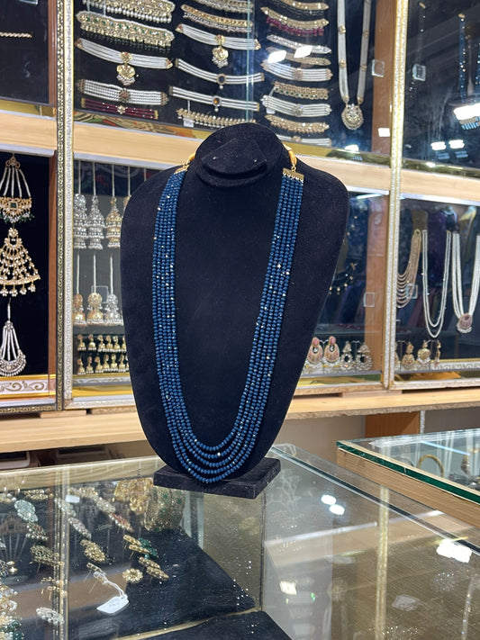 5 Layers Blue Sapphire Color Beads Mala Necklace | Traditional Layered Mala | Jhaverys Jewel
