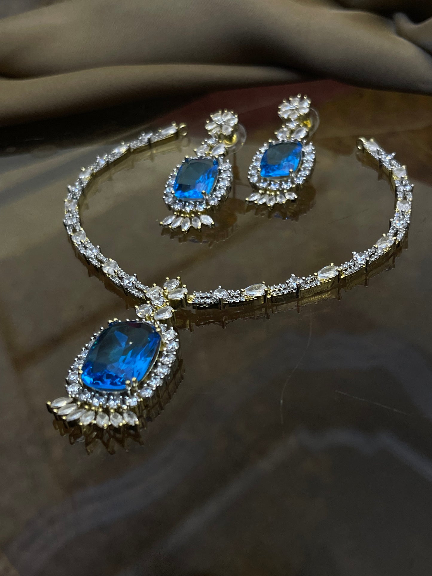 Zircon Stones Studded Necklace Set
