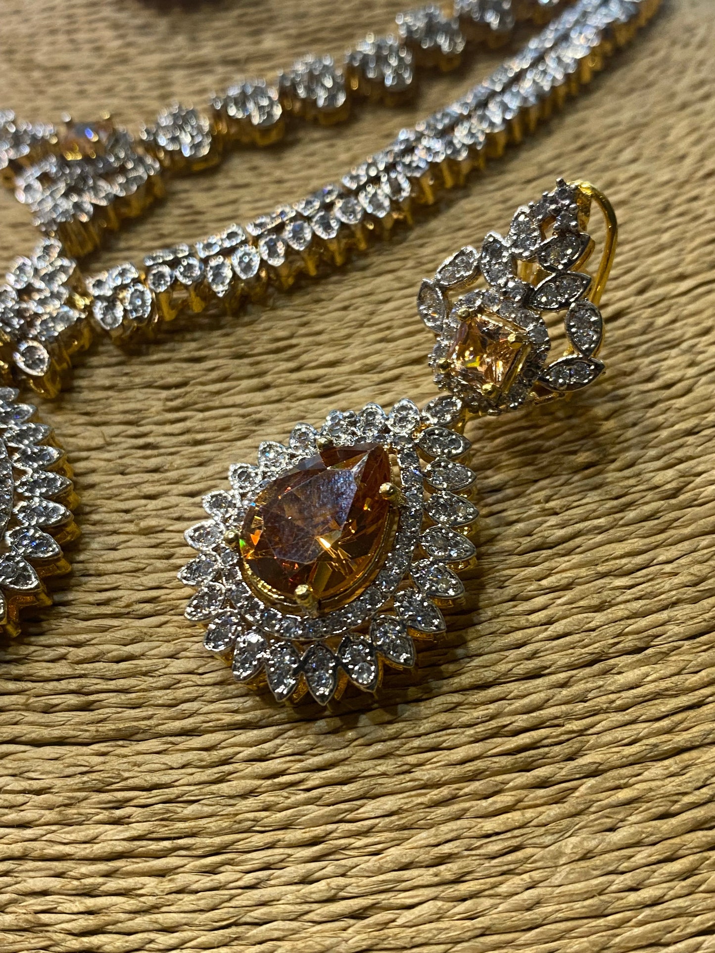 Zircon 22KT double layer Necklace Set