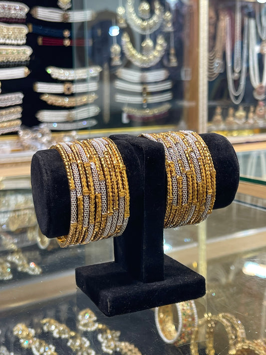 6 Pc Pure Gold plated 22Kt Sada Bahar Bangles sizes 2.4 2.6 2.8 Select Choose Options