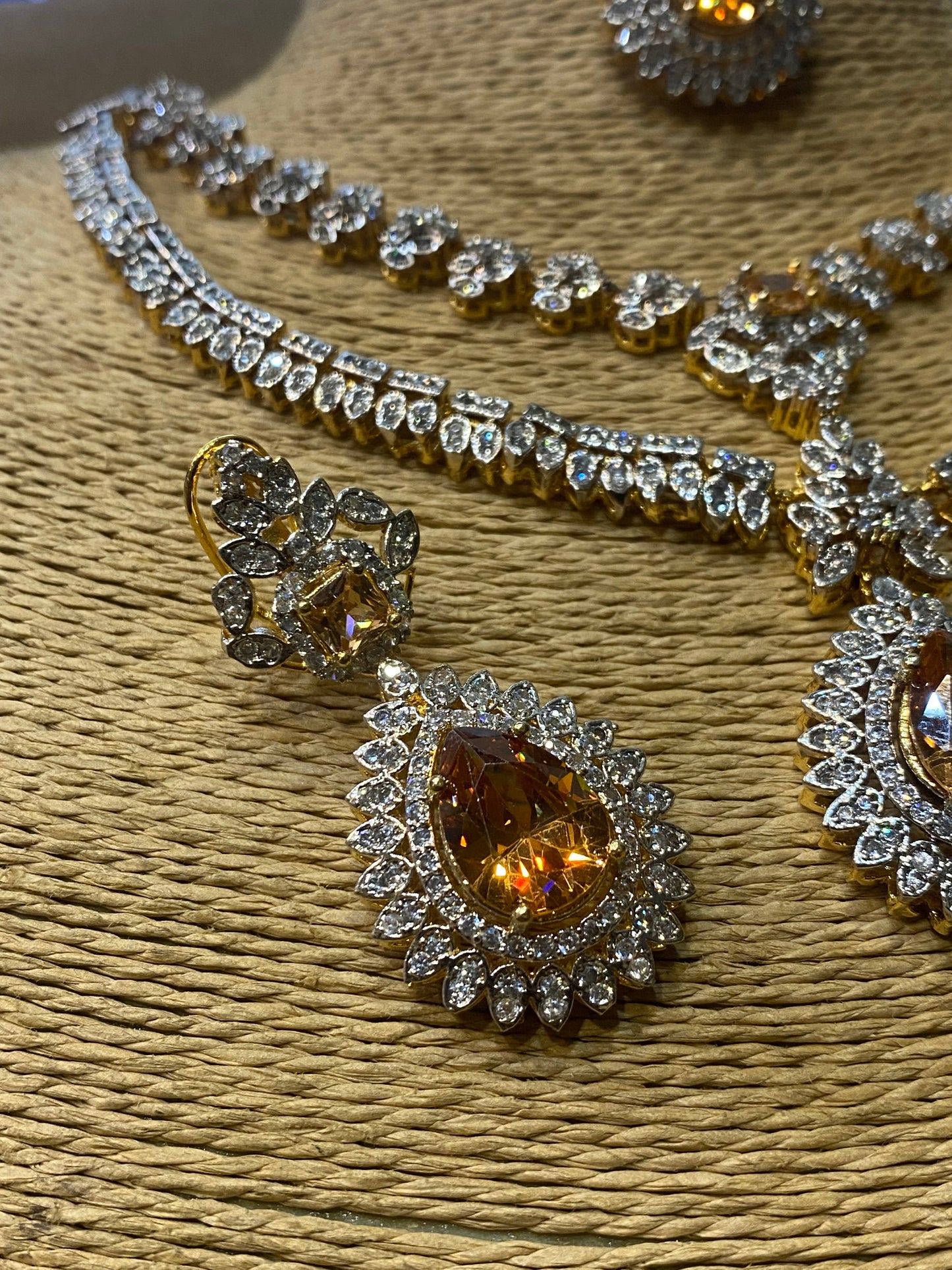 Zircon 22KT double layer Necklace Set
