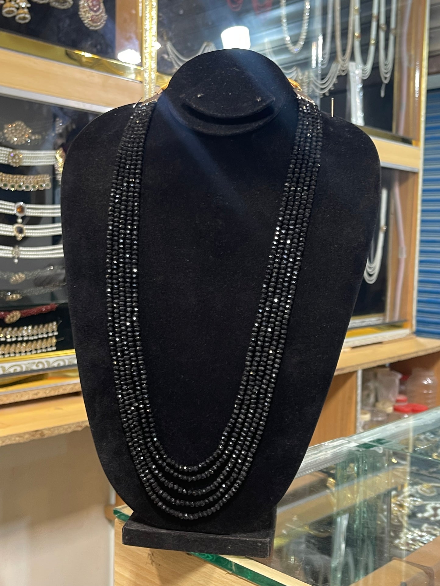 5 Layers black Color Beads Mala Necklace | Traditional Layered Mala | Jhaverys Jewel