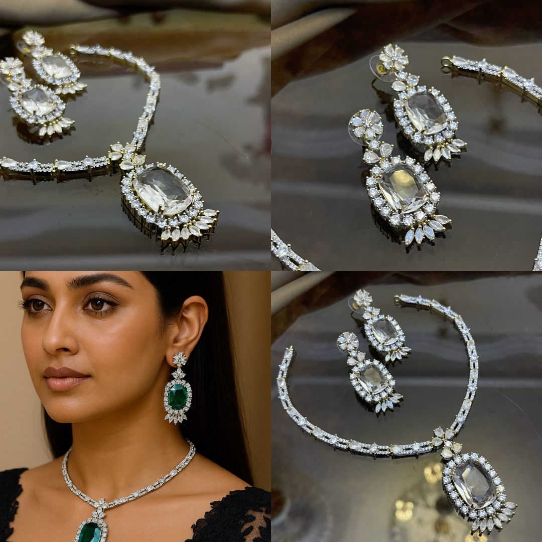 Zircon Stones Studded Necklace Set