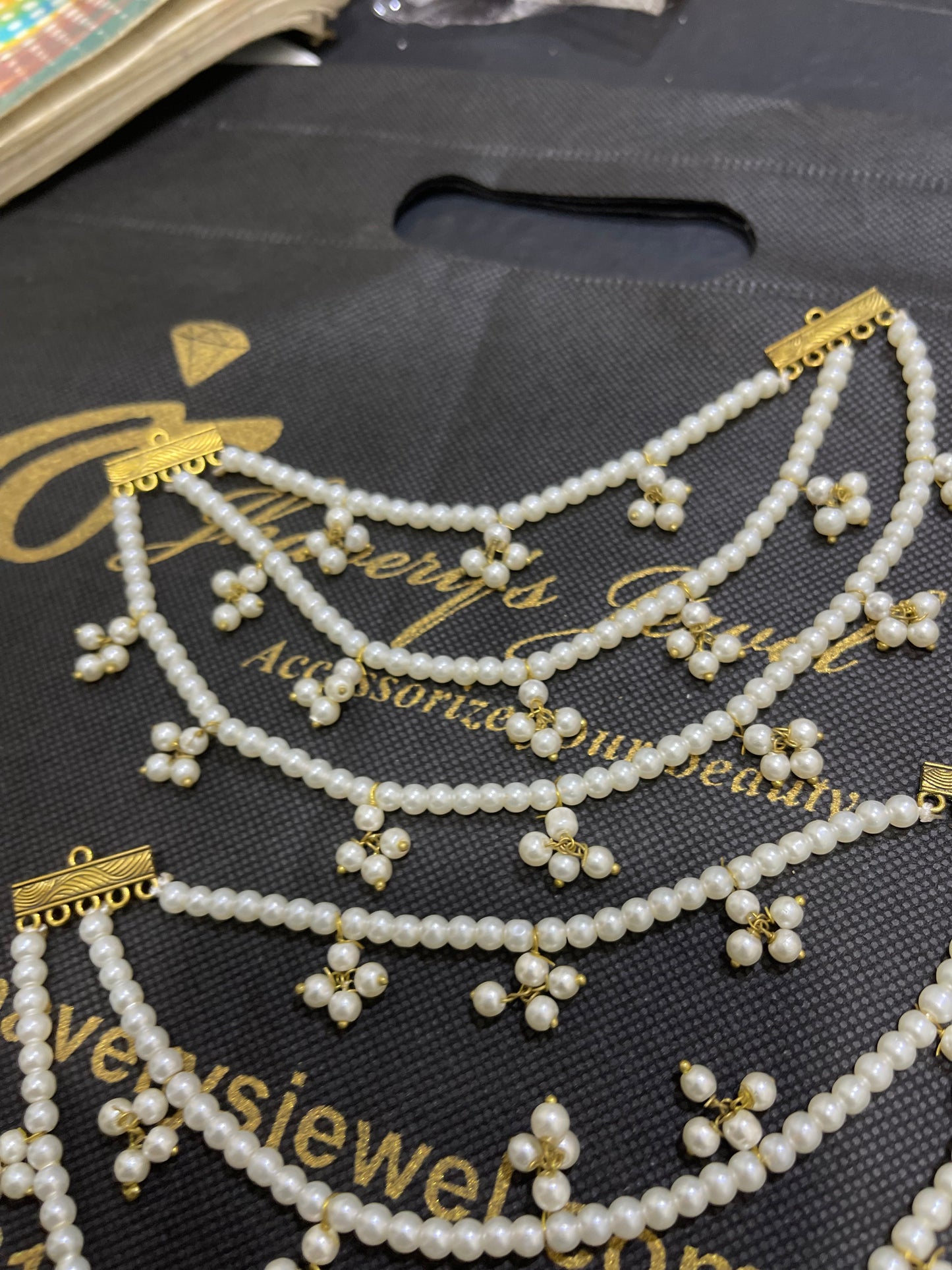 3 layers Stylish Wear Long Pearls Saharas