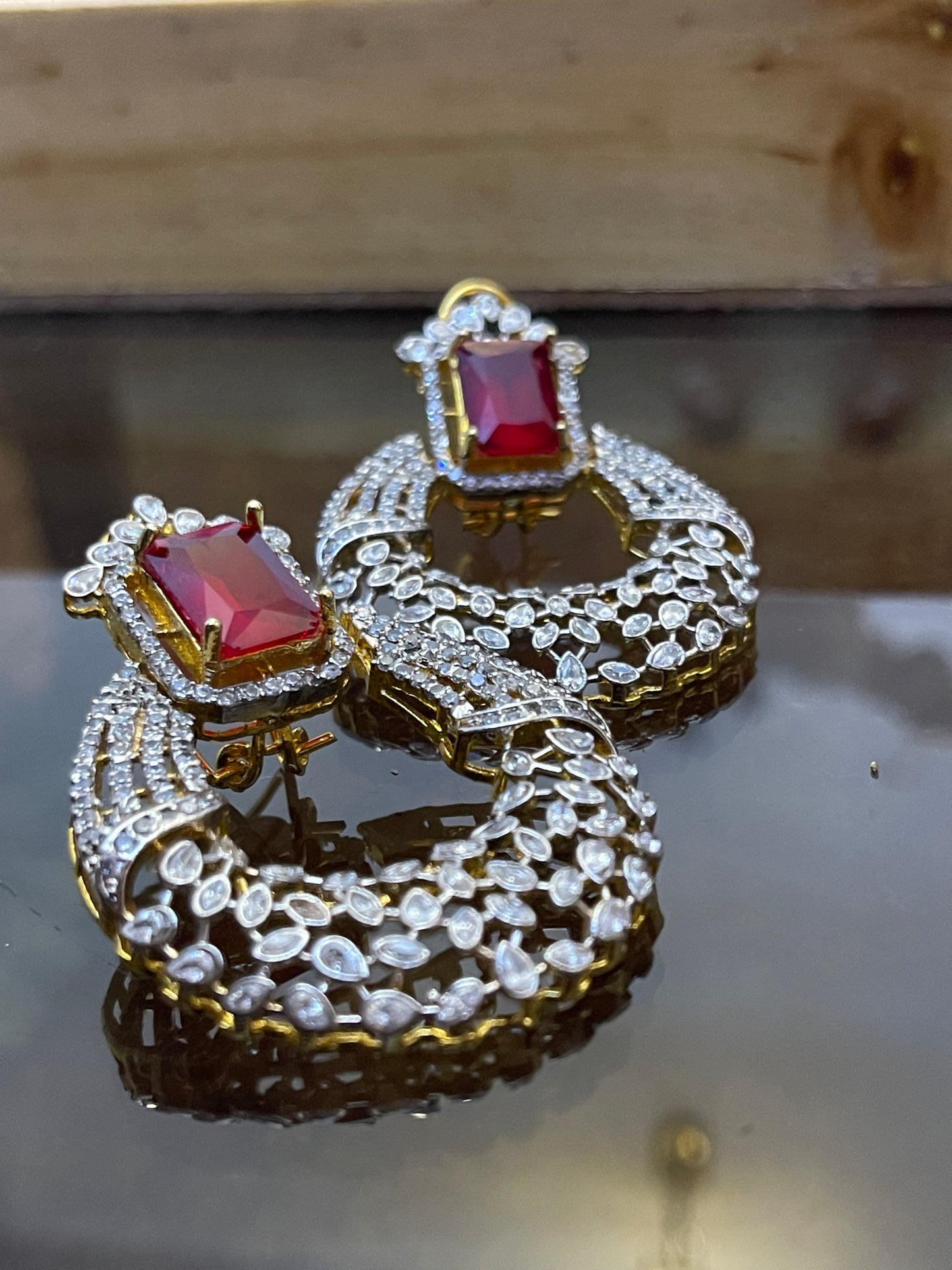 Zircon Diamond look Gold Plated Earrings