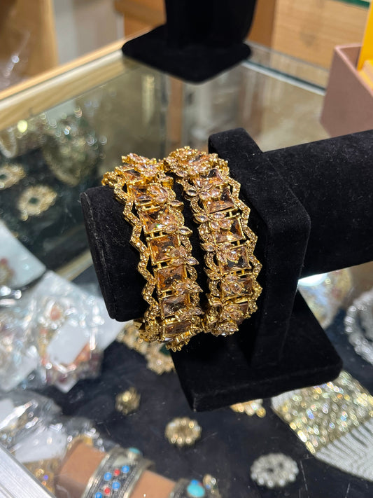 Champaigne Zircon Bangles Openable