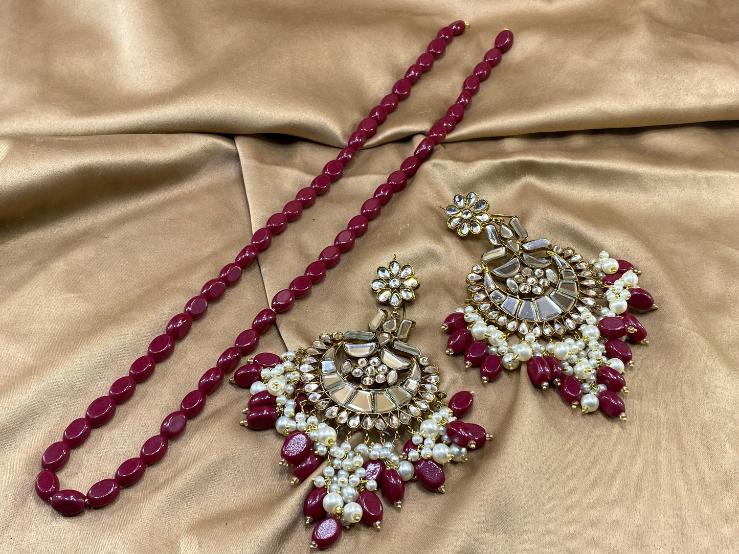 Kundan Long Earrings and Maala