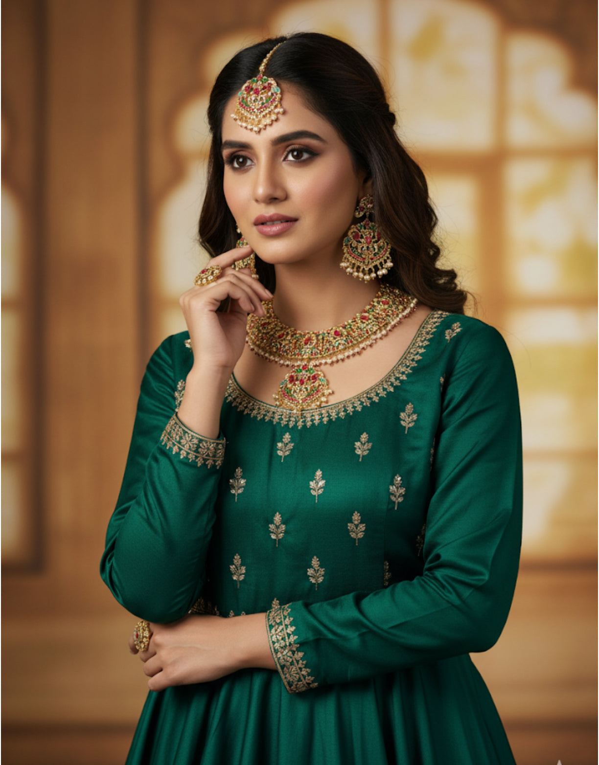 Gold Plated,Stylish Wear Designer Noratan Necklace Set