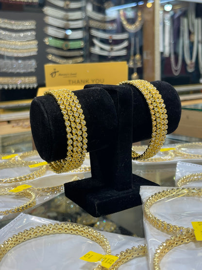 Zircon Bangles 4 Pcs Set Pure Gold Plated