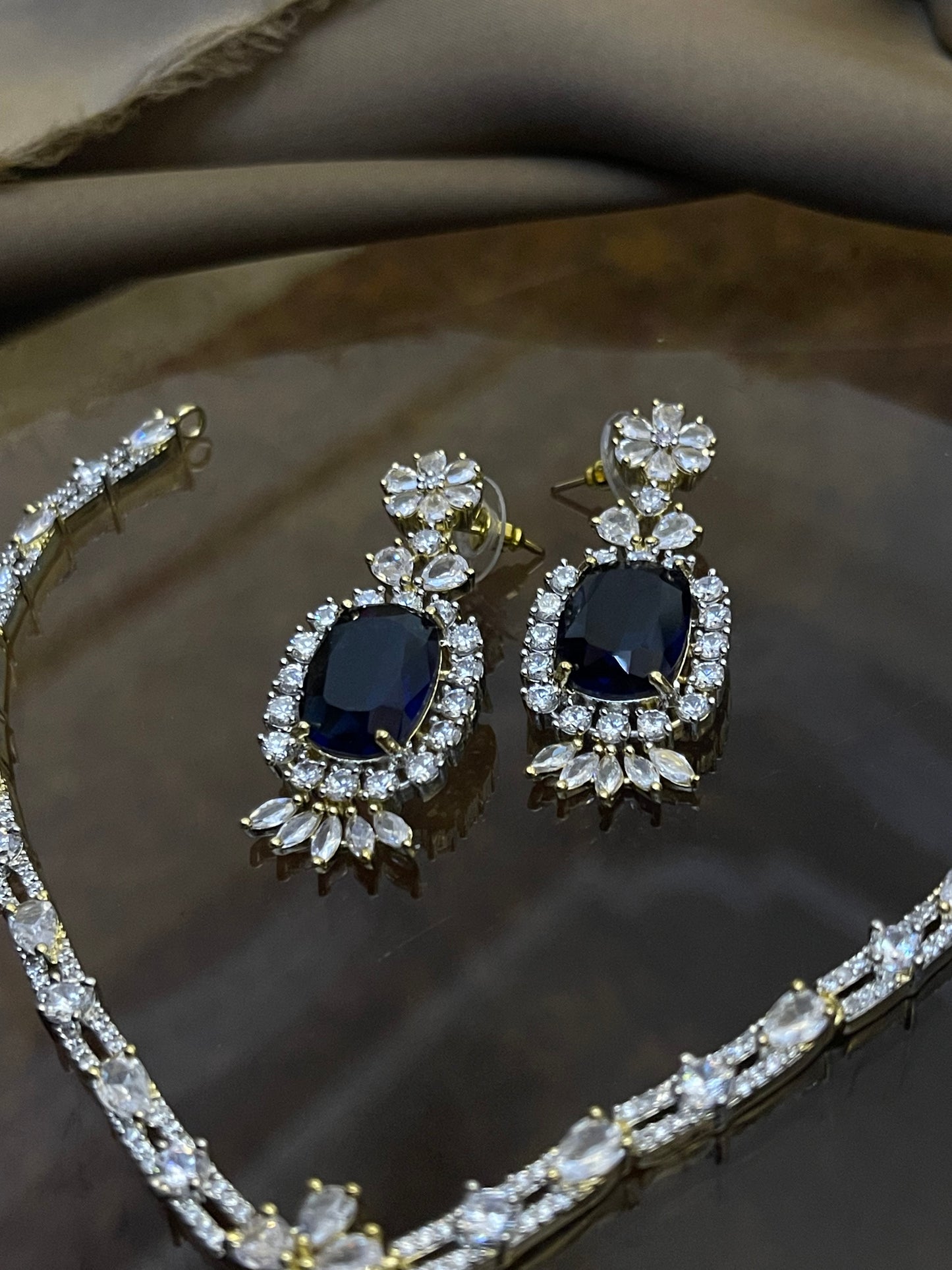 Zircon Stones Studded Necklace Set