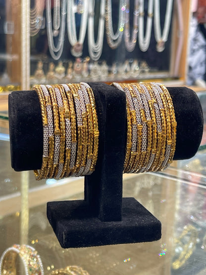 24KT Gold Plated Bangles 2 Pcs Set | Elegant Women's Bangles | Jhaverys Jewel