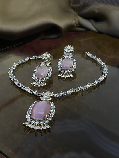 Zircon Stones Studded Necklace Set