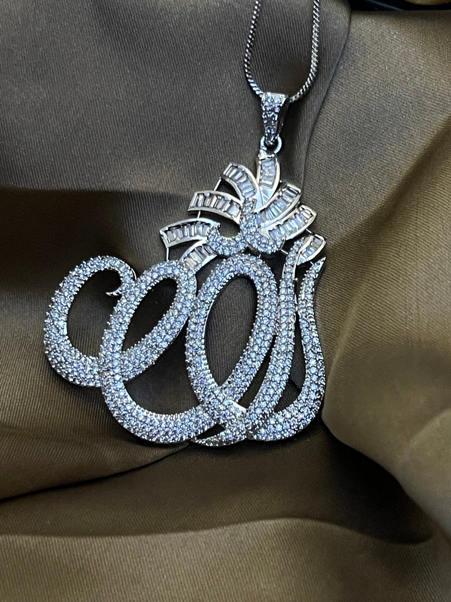 Allah Name Locket BIG Size Silver Polish