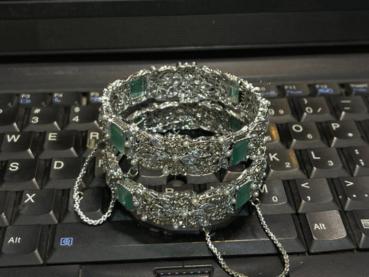 Silver Bangles with Mint