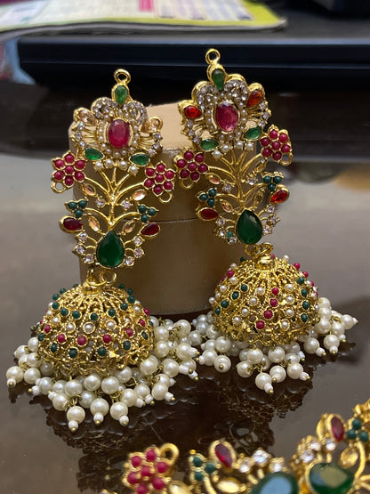 Noratan Stones Work Choker Jhumka set