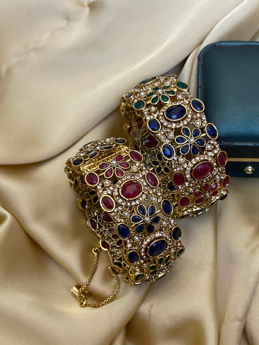 Multi Semi Precious Stones Work Bangles