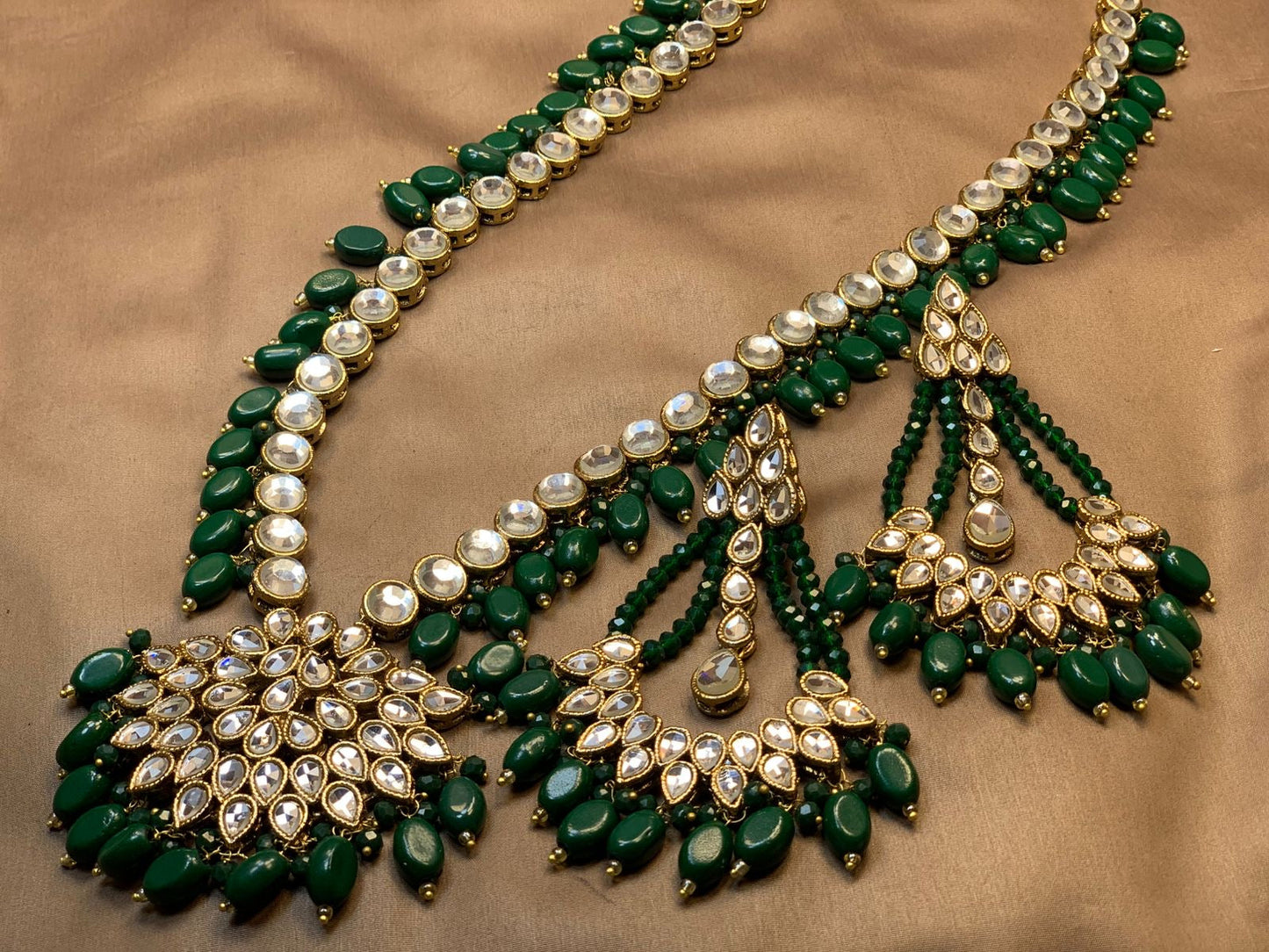 kundan stones Studded Stylish long mala and Earrings