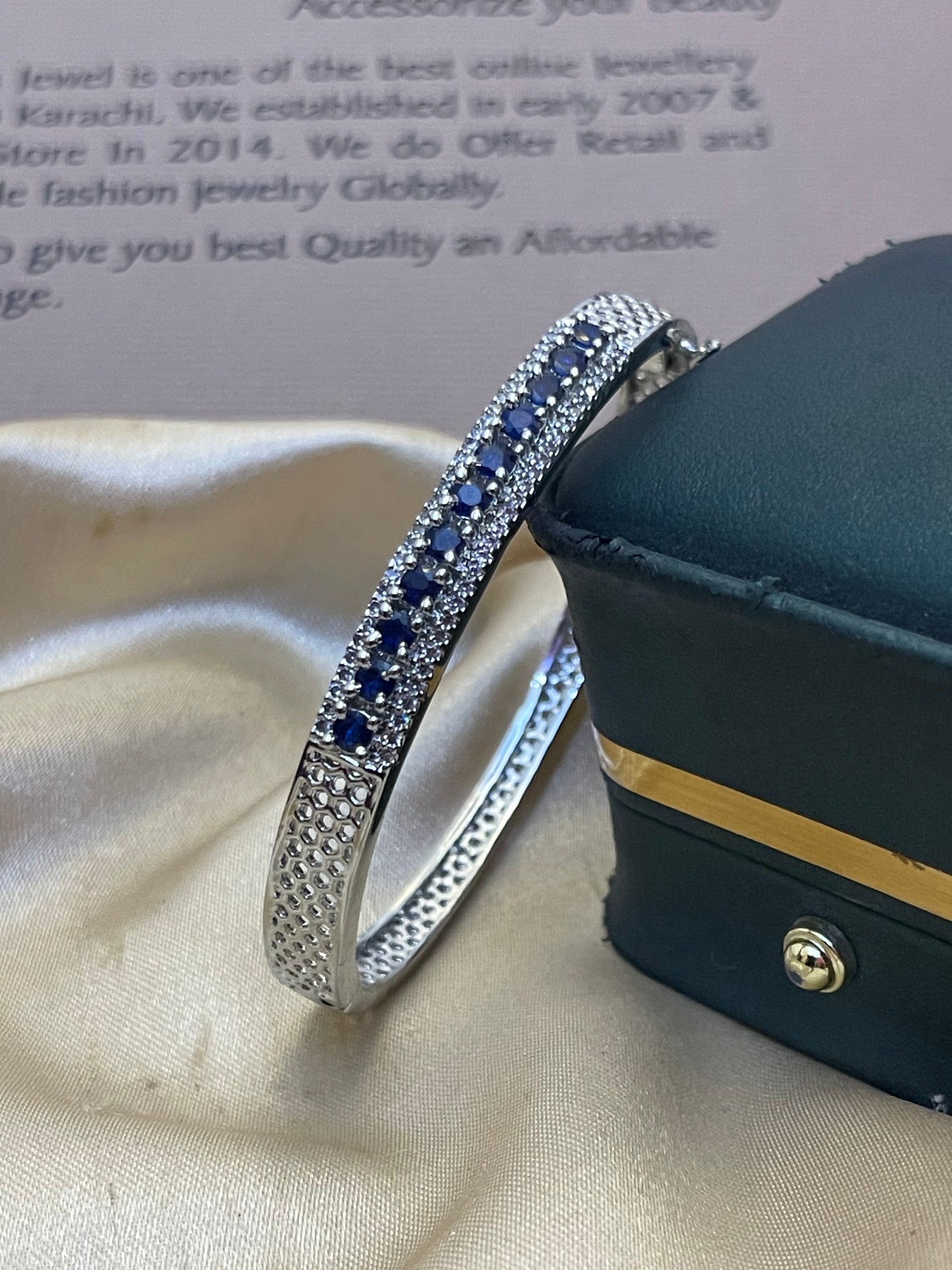 Silver Zircon Stones Studded Bracelete