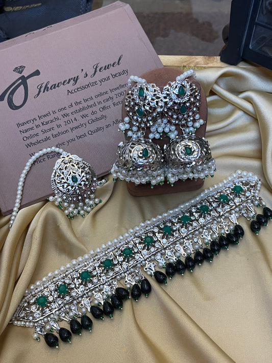 Hyderabadi Silver Choker Set