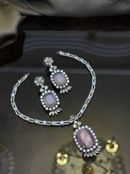 Zircon Stones Studded Necklace Set