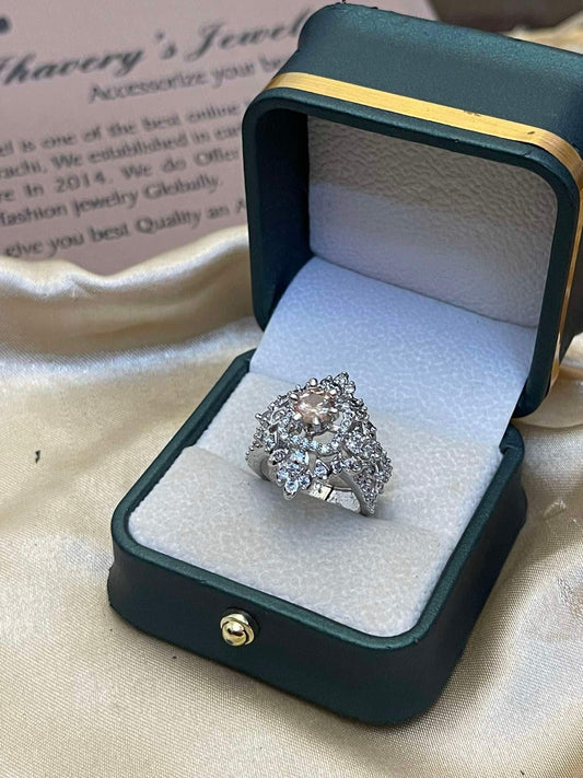 Zircon Ring Silver Rhodium