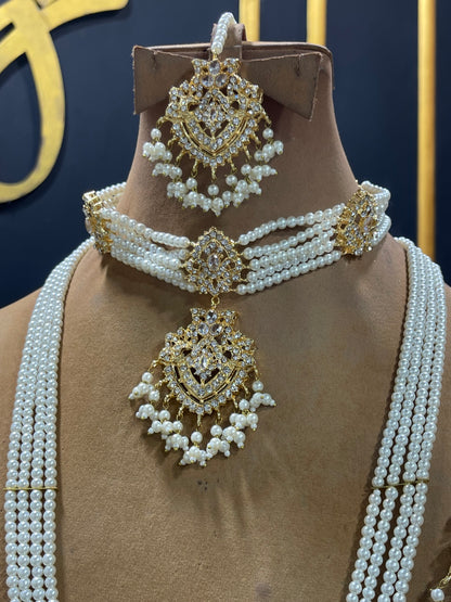 Bridal Pearls Work Necklace Set