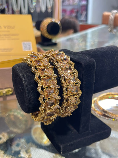Champaigne Zircon Bangles Openable