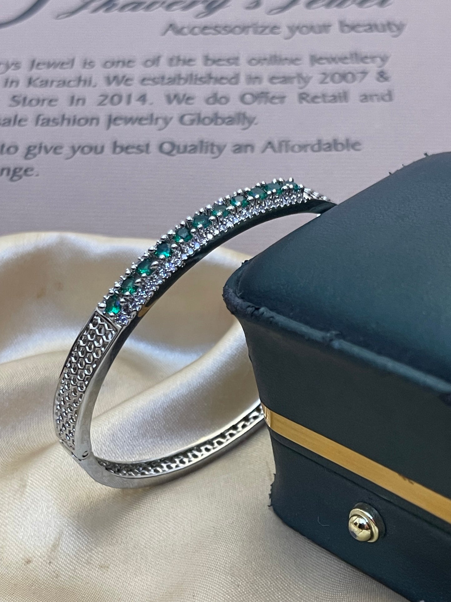 Silver Zircon Stones Studded Bracelete