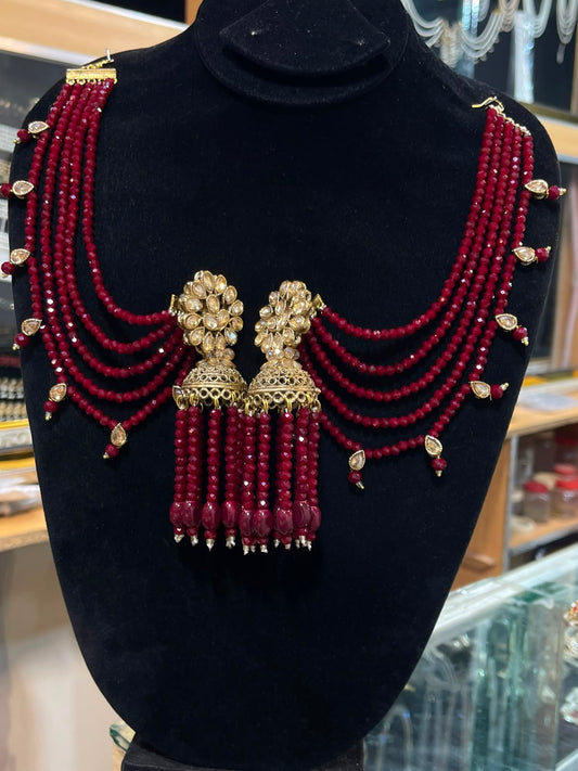 Jhumka Earrings Ruby with Saharas