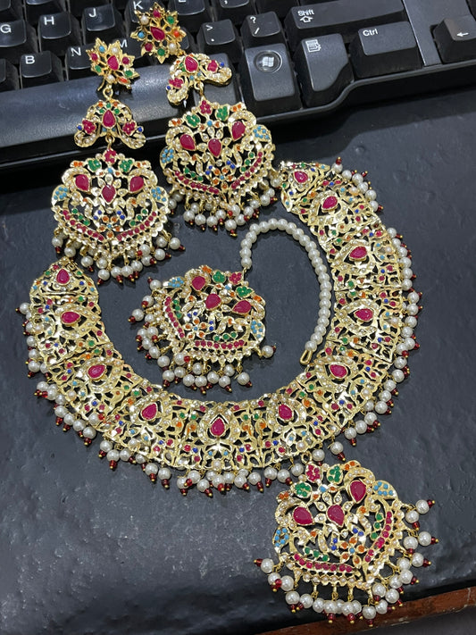 Gold Plated,Stylish Wear Designer Noratan Necklace Set
